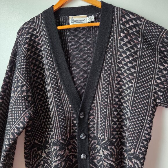 EUC VINTAGE LONDON FOG DEEP V NECK BUTTONED OVERSIZED CARDIGAN SWEATER SIZE XLT - Picture 2 of 16